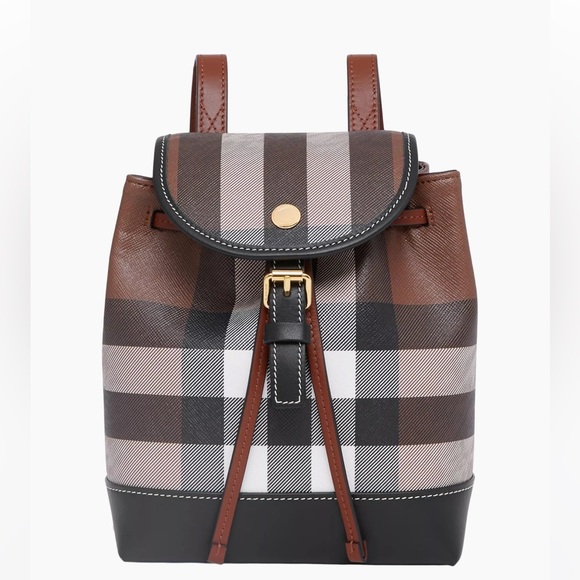 Burberry Micro Check Coated Canvas Backpack - Picture 1 of 5